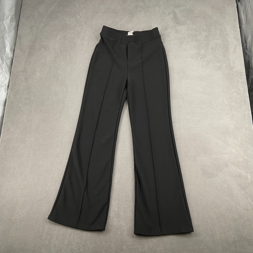 ShoSho Pants Womens Medium Black Stretch Pleated Front Straight Leg Pull On